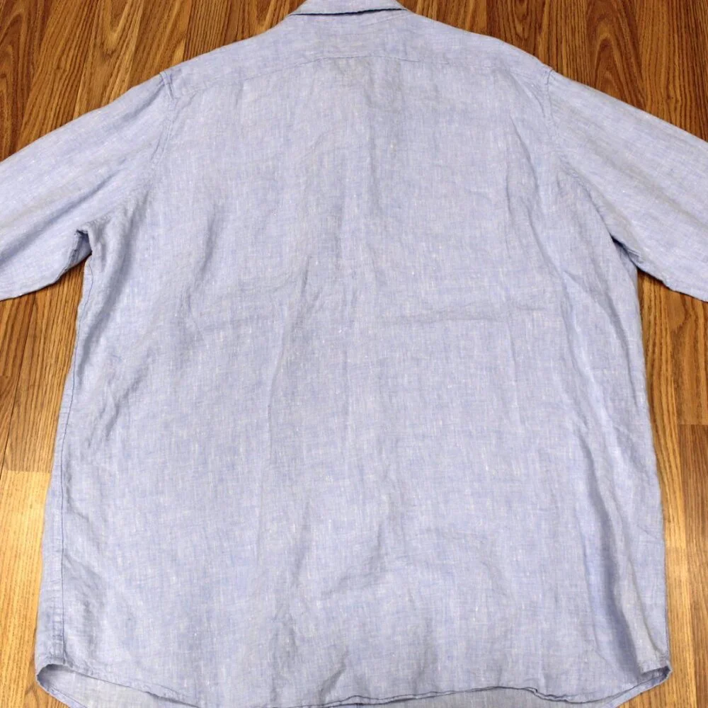 TALL XX-LARGE, 2XLT | L.L. BEAN 100% LINEN DRESS SHIRT BLUE - Picture 3 of 3